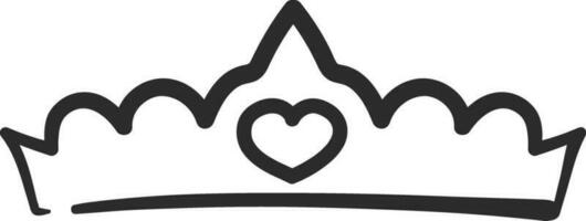 mão desenhado coroas logotipo, rei ou rainha coroa rabiscos. Princesa tiara, esboço diadema com precioso pedras preciosas, real símbolo rabisco vetor conjunto