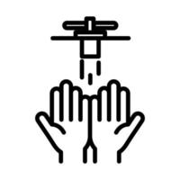 higiene pessoal das mãos lavagem das mãos água prevenção de doenças e ícone de estilo de linha de cuidados de saúde vetor