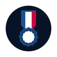 bloco de medalhas da França e design de vetor de ícone de estilo simples