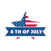 4 de julho dia da independência ícone de estilo plano estrela bandeira americana memorial vetor