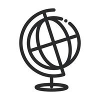 ícone de estilo de linha de pesquisa e ciência do mapa do globo escolar vetor