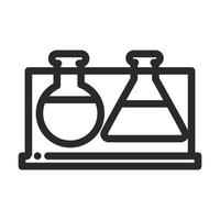 ícone de estilo de linha de pesquisa e ciência de laboratório químico copo de ensaio vetor