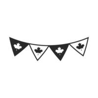 Dia do Canadá galhardetes bandeira folhas de bordo decoração celebração ícone estilo silhueta vetor