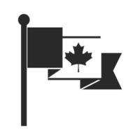 dia do canadá bandeira canadense ícone de estilo silhueta sinal nacional de folha de bordo vetor