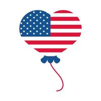 Bandeira americana do dia da independência de 4 de julho no ícone de estilo simples de decoração de balão de coração vetor