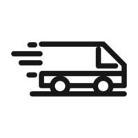 ícone de estilo de linha de caminhão comercial rápido de serviço de carga de entrega vetor