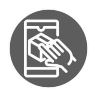 ícone de estilo bloco de carga de entrega de serviço online pedido smartphone vetor