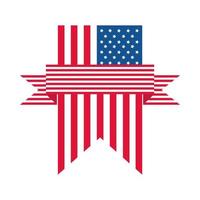 4 de julho dia da independência ícone de estilo plano pendente de bandeira americana vetor