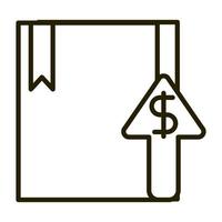 caixa de papelão para cima seta ícone de estilo de linha de investimento financeiro de negócios vetor