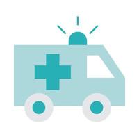 ícone de estilo plano médico de transporte de ambulância equipamento de cuidados de saúde de emergência vetor