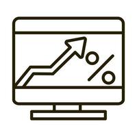 ícone de estilo de linha de investimento financeiro de negócios seta crescimento digital de computador vetor