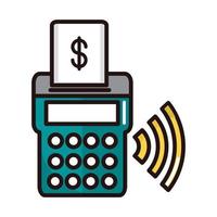 terminal de compras ou linha de banco móvel para pagamento e ícone de preenchimento vetor