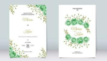 elegante verde floral Casamento convite com minimalista Projeto vetor