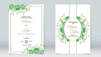 elegante verde floral Casamento convite com minimalista Projeto vetor