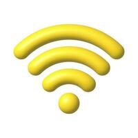 amarelo Wi-fi ícone. 3d realista sem fio rede vetor ilustração.