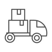 caixas de papelão no ícone de estilo de linha de entrega de transporte de carga de caminhão transporte de carga relacionado vetor