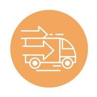 ícone de estilo de bloco de entrega relacionado ao envio de carga de caminhão rápido vetor