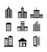 conjunto de ícones de fachada de edifícios vetor