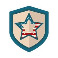 feliz dia da independência bandeira americana escudo ícone simbólico estilo plano estrela vetor