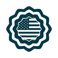 feliz dia da independência Estados Unidos da América bandeira decoração celebração silhueta ícone de estilo vetor