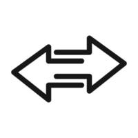ícone de estilo de linha de duas setas apontando em direções diferentes vetor
