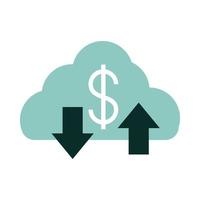 mobile banking cloud computing down and upload data flat style icon vetor