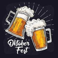 celebração do festival oktoberfest com potes de cerveja vetor