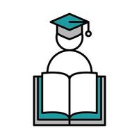 site de aulas de livro de pós-graduação em educação online e linha de cursos de treinamento móvel e ícone de preenchimento vetor