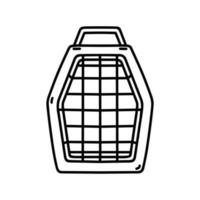 animal transportadora vetor ícone. recipiente para carregando animais gato, cachorro. caixa para viagem, indo para a veterinario, transporte. simples isolado ilustração. esboço, doodle. Preto e branco clipart para imprimir, rede