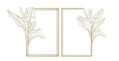 heliconia folhas floral quadro, Armação monograma vetor Projeto modelo com cópia de espaço para texto ou letras