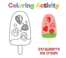 coloração atividade para crianças. coloração gelo creme. educacional imprimível coloração planilha. vetor arquivo.