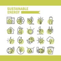 ícones de ecologia renovável alternativa de energia sustentável definir ícone de estilo de linha vetor