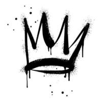 sinal de coroa de grafite pintado com spray em preto sobre branco. símbolo de gotejamento da coroa. isolado no fundo branco. ilustração vetorial vetor
