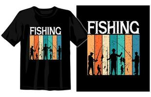 pescaria vintage t camisa Projeto vetor, vintage pescaria t camisa conjunto gráfico ilustração vetor