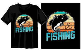 pescaria t camisa vetor, pescaria vintage t camisa projeto, vintage pescaria t camisa gráfico ilustração vetor