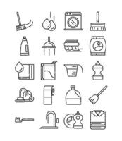 ícone de estilo de linha de higiene doméstica de limpeza vetor