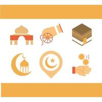 meca canhão lua celebração ramadan árabe islâmico celebração tom ícone colorido vetor