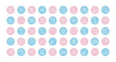 limpeza de ícones de higiene doméstica definir ícone de estilo de cor de bloco de higiene doméstica vetor