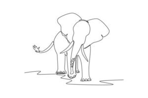 solteiro 1 linha desenhando mamífero animal conceito. contínuo linha desenhar Projeto gráfico vetor ilustração.