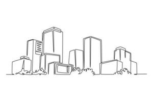 solteiro 1 linha desenhando lindo prédio. cidade conceito. contínuo linha desenhar Projeto gráfico vetor ilustração.