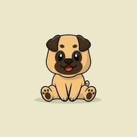 vetor fofa bebê pug cachorro desenho animado sentado ícone ilustração.