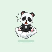 vetor fofa bebê panda desenho animado dormindo em a nuvem ícone ilustração. f