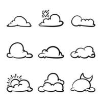 doodle conjunto de nuvens, ilustração vetorial. vetor