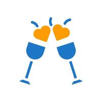 vinho amor ícone sólido azul laranja estilo namorados ilustração símbolo perfeito. vetor