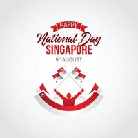 ilustração em vetor banner celebração do dia da independência de Singapura