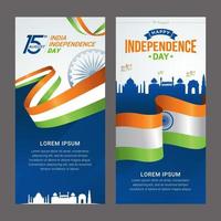 cartão feliz dia da independência da índia vetor