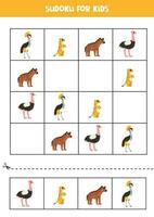 educacional sudoku jogos com fofa africano animais. vetor