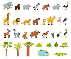 fofa africano animal coleção dentro desenho animado estilo. vetor