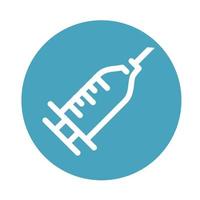 ícone de estilo de bloco de seringa de vacinação médica e de saúde vetor