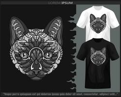 monocromático gato mandala artes isolado em Preto e branco t camisa. vetor